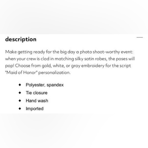 Maid of Honor Embroidered Satin Robe *BRAND NEW* - Picture 5 of 6